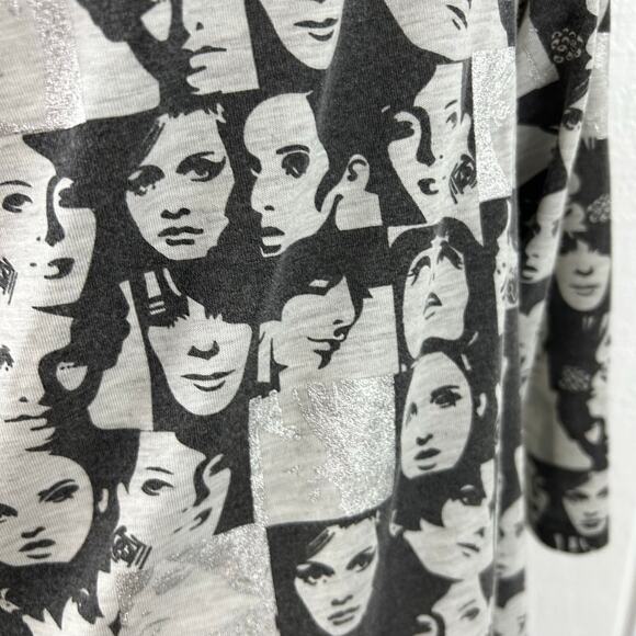 Papaya Retro Pop Art 3/4 Sleeve Cowl Neck Tunic Top Mini Dress Women Black Small - Picture 4 of 7